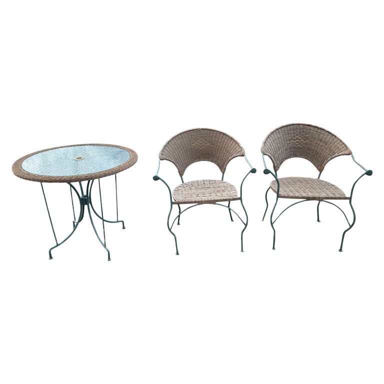 Wicker and Iron Bistro Set For Sale at 1stDibs