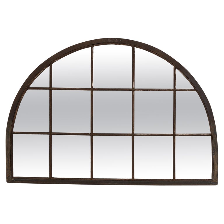 Vintage French Industrial Semicircular Wall Mirror For Sale at 1stDibs
