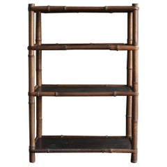 Japanese Wabi-Sabi Shelf Made of Bamboo and Wood / Meiji-Taisho Era / 1868-1920