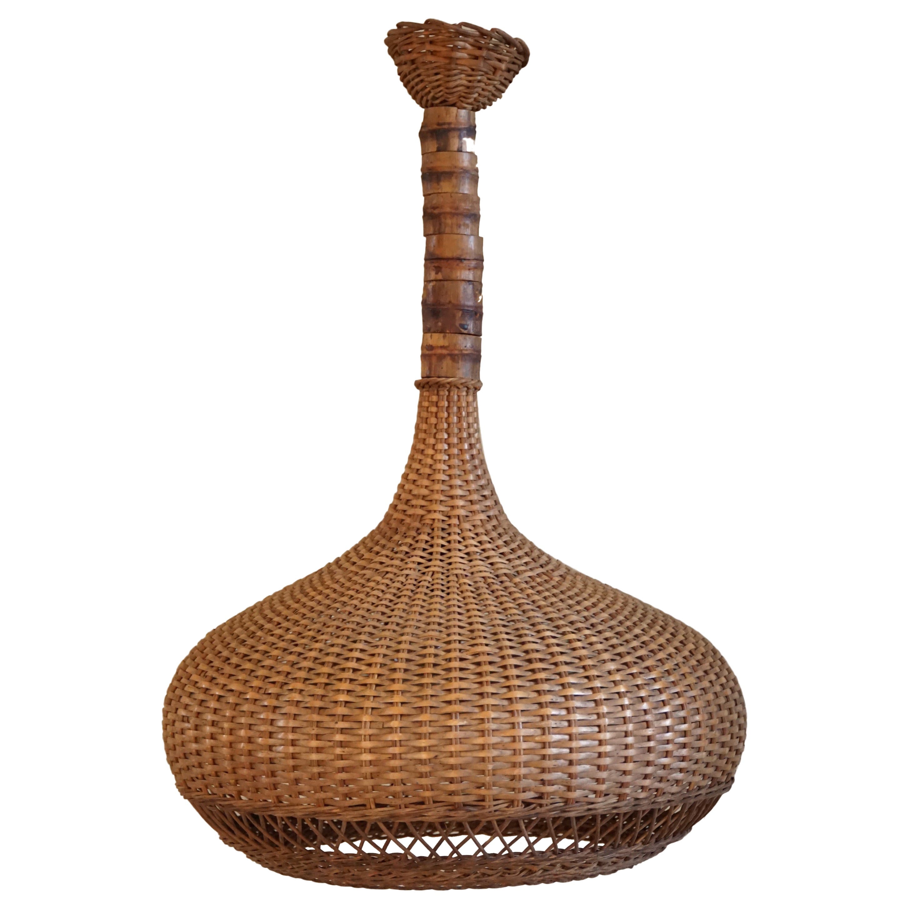 Dänische Mid-Century-Vintage-Rattan-Hängelampe – hergestellt in den 1960er Jahren