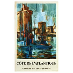 Original-Vintage-Reiseplakat „Cote De L'Atlantique“, Atlantikküste, Frankreich SNCF