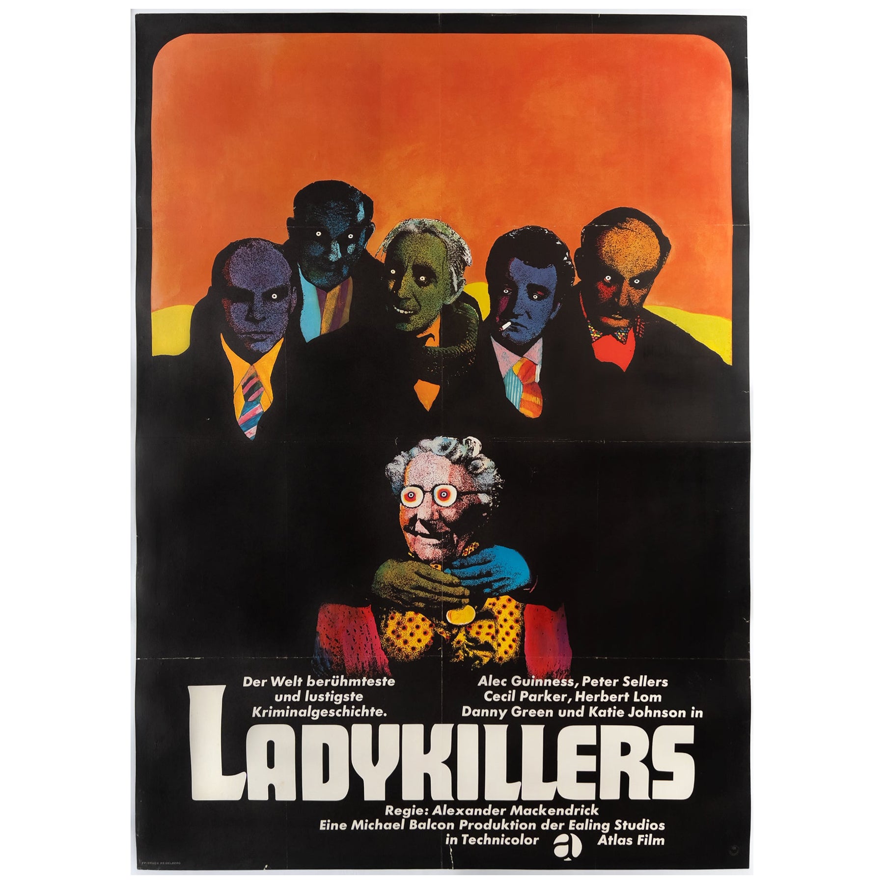 Affiche allemande du film LadyKillers R1960s A0 (The LadyKillers), Heinz Edelmann en vente