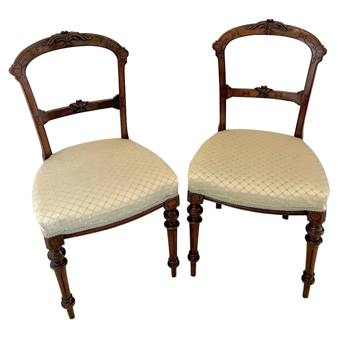 Antique Pair of 19th Century Victorian Walnut Side / Desk Chairs