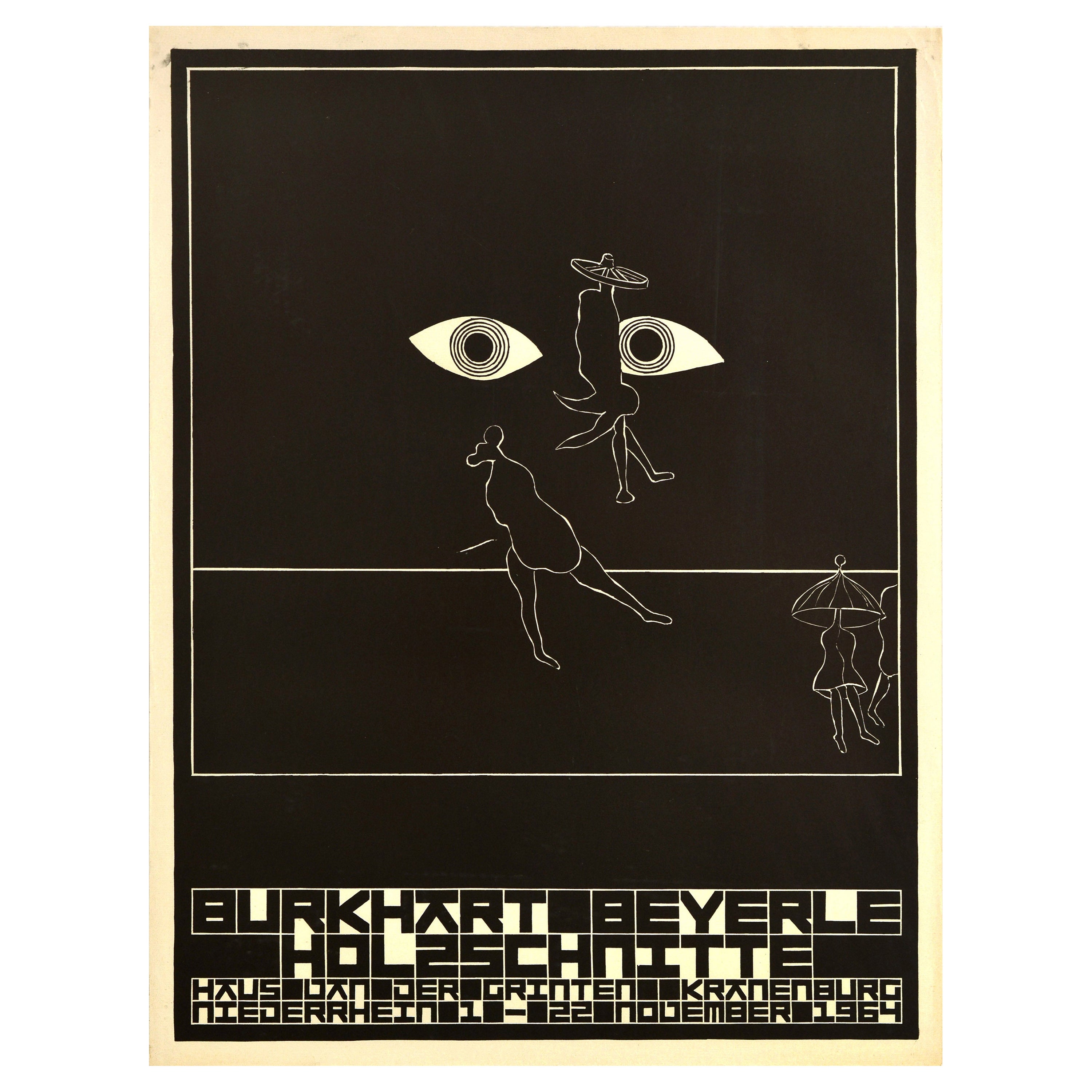 Original Vintage Advertising Poster Burkhart Beyerle Woodcuts Graphic Design Art For Sale