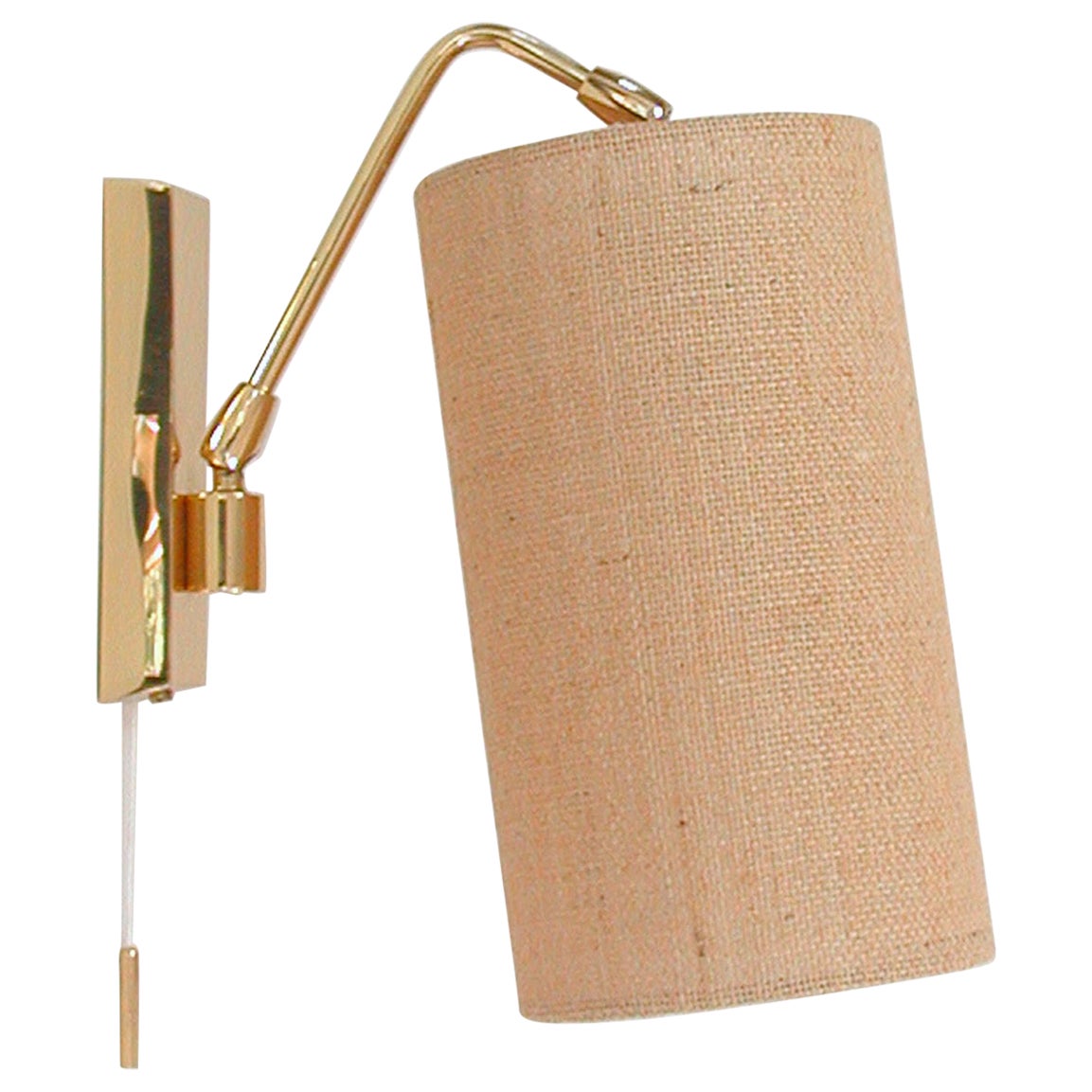 Midcentury Brass and Sisal Adjustable Sconce, Kalmar Attributed., Austria, 1960s For Sale