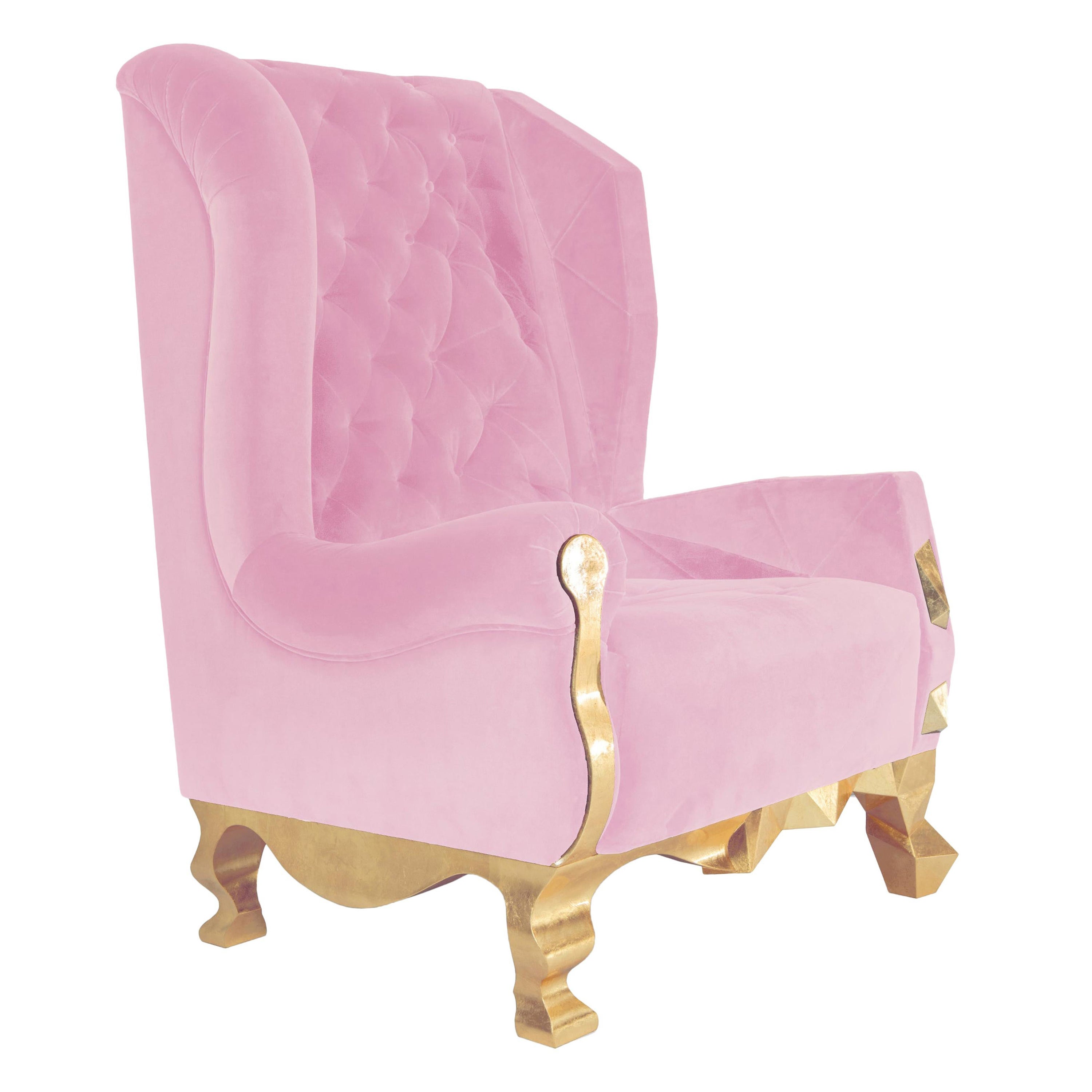 Fauteuil à bascule en velours rose Royal Stranger en vente