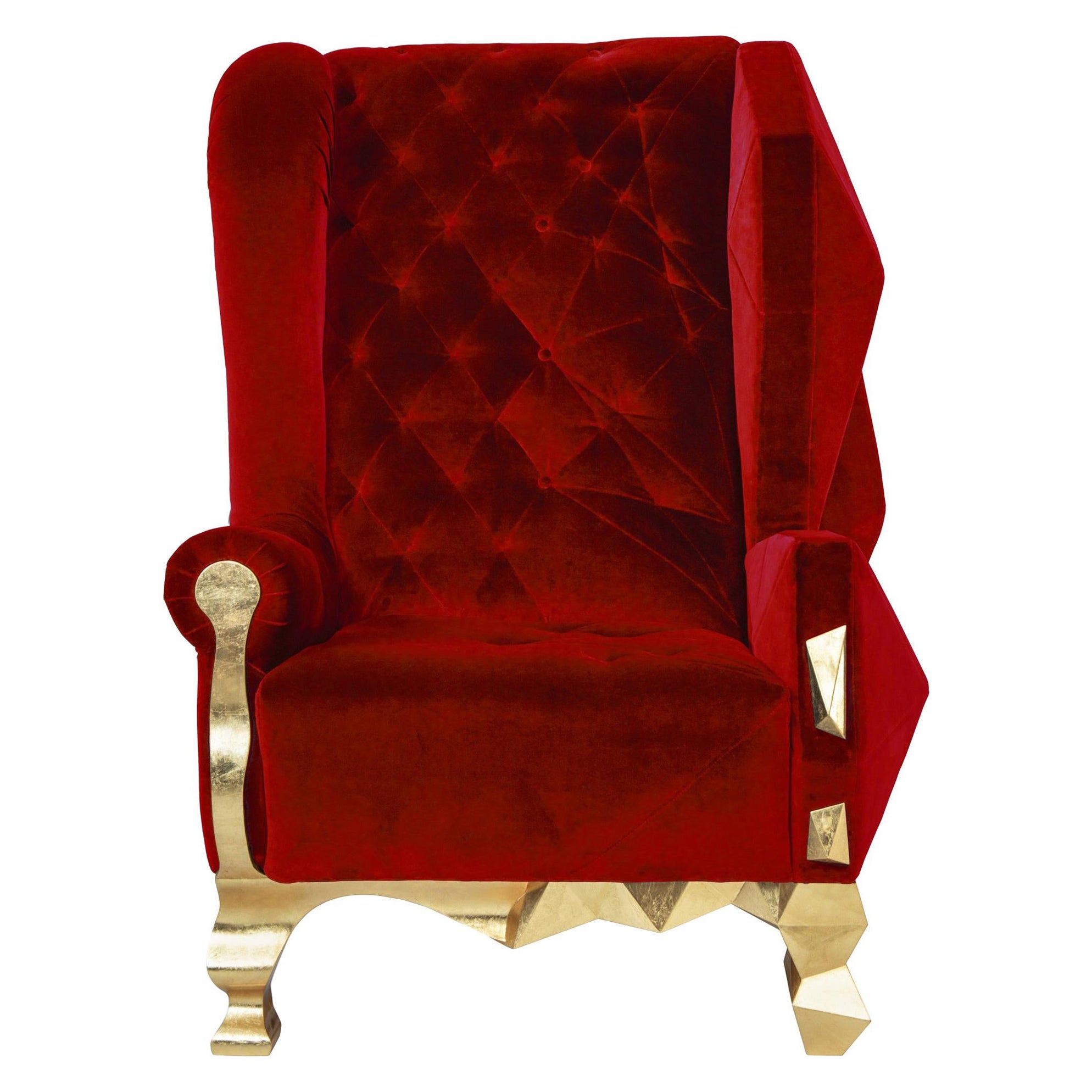 Fauteuil à bascule en velours rubis de Royal Stranger