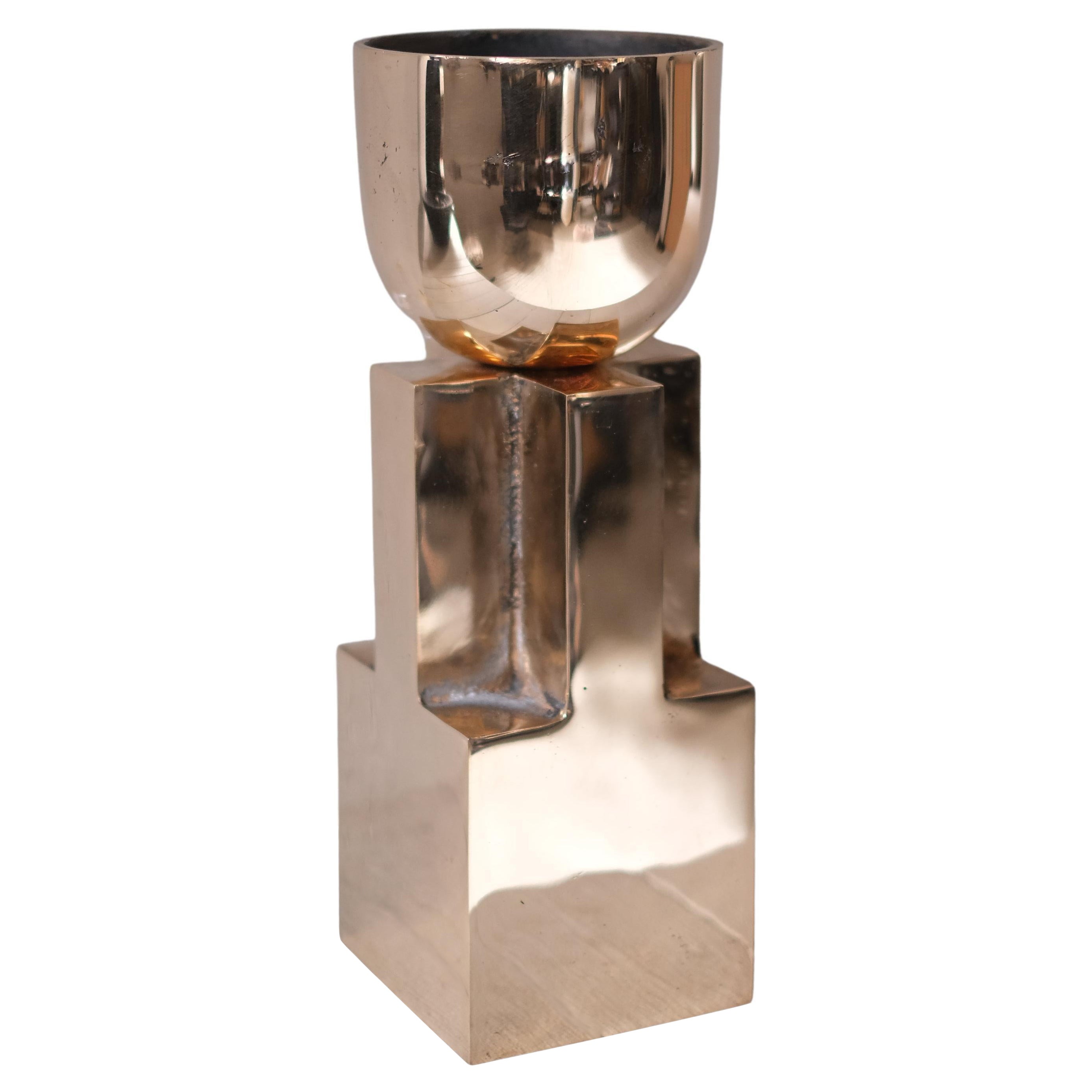 Bronze Goblet Bowl, Signed Arno Declercq For Sale