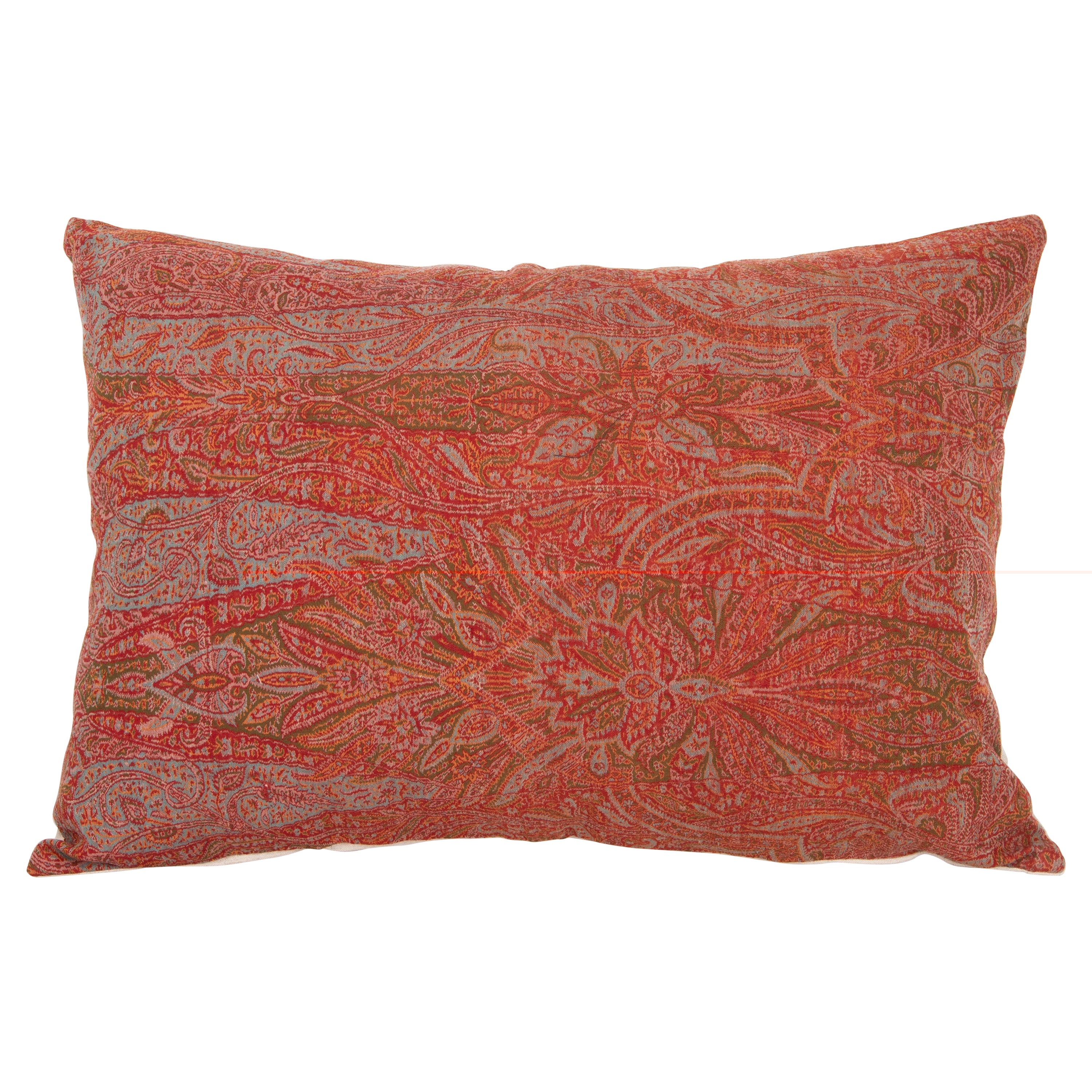 Antique Pillow Cover Made from a European Wool Paisley Shawl, L 19th/ E, 20th C