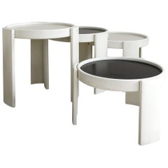 Tables basses italiennes noires et blanches du milieu du siècle dernier de Gianfranco Frattini Cassina, années 1960