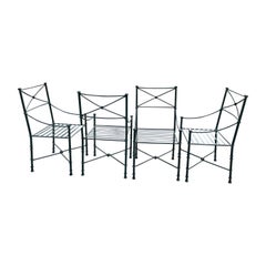 Giacometti inspired Wrought iron chairs ASet of 4 dining chairs