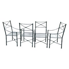 Vintage Giacometti inspired Wrought iron chairs A set of 4 dining chairs