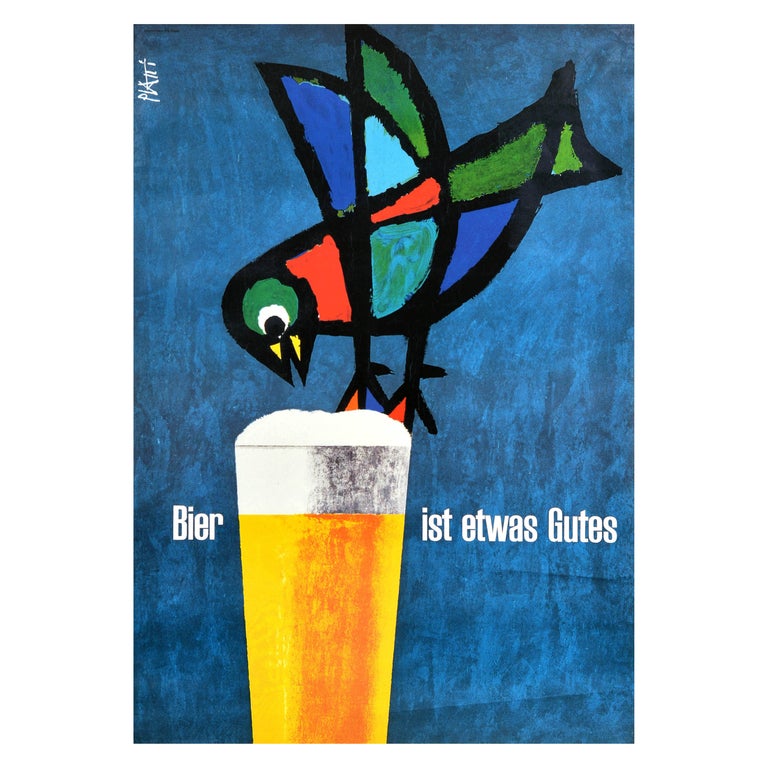 Original Vintage Drink Advertising Poster Beer Is A Good Thing Bird
