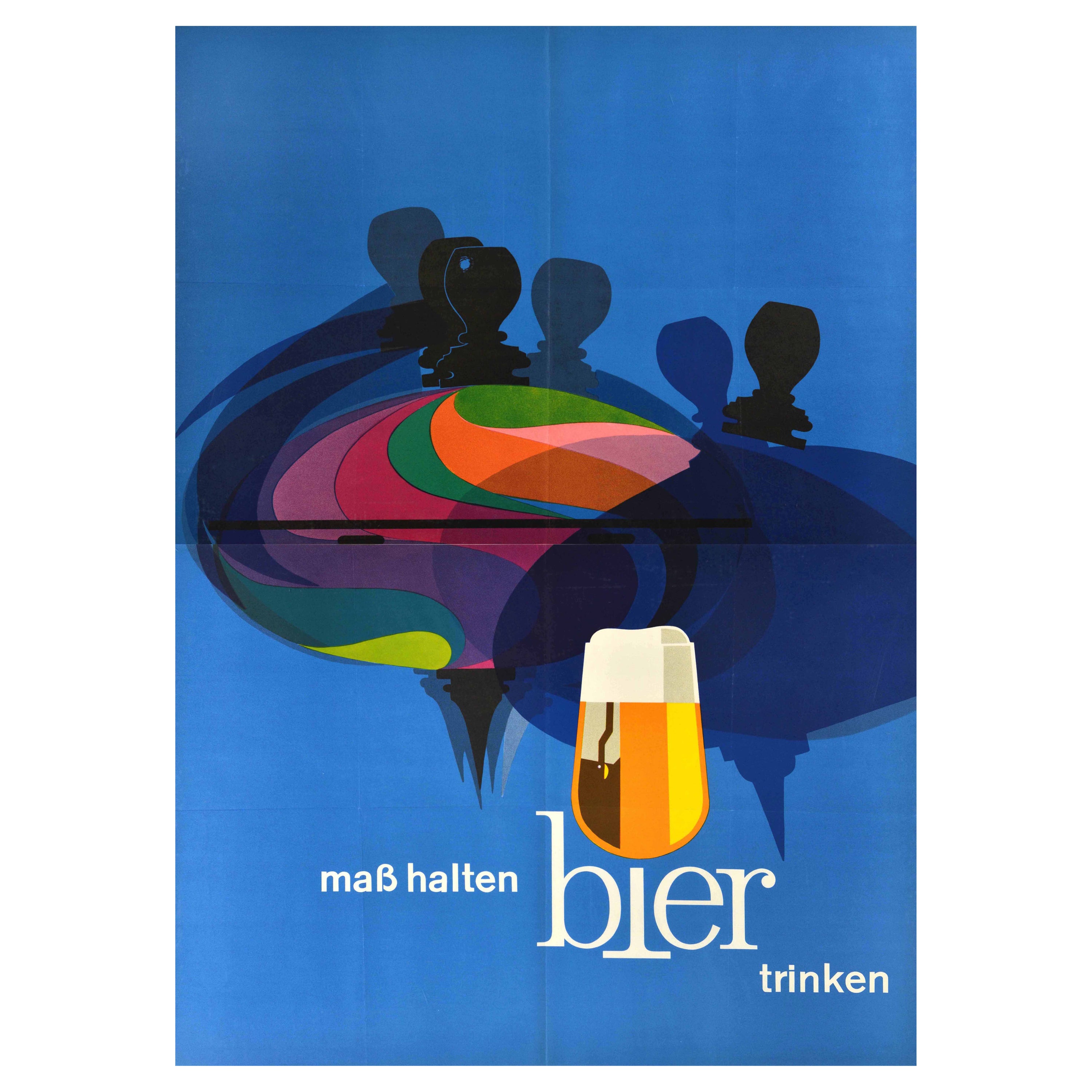 Original Vintage Advertising Poster Drink Beer Moderately Spinning Top Toy Bier For Sale