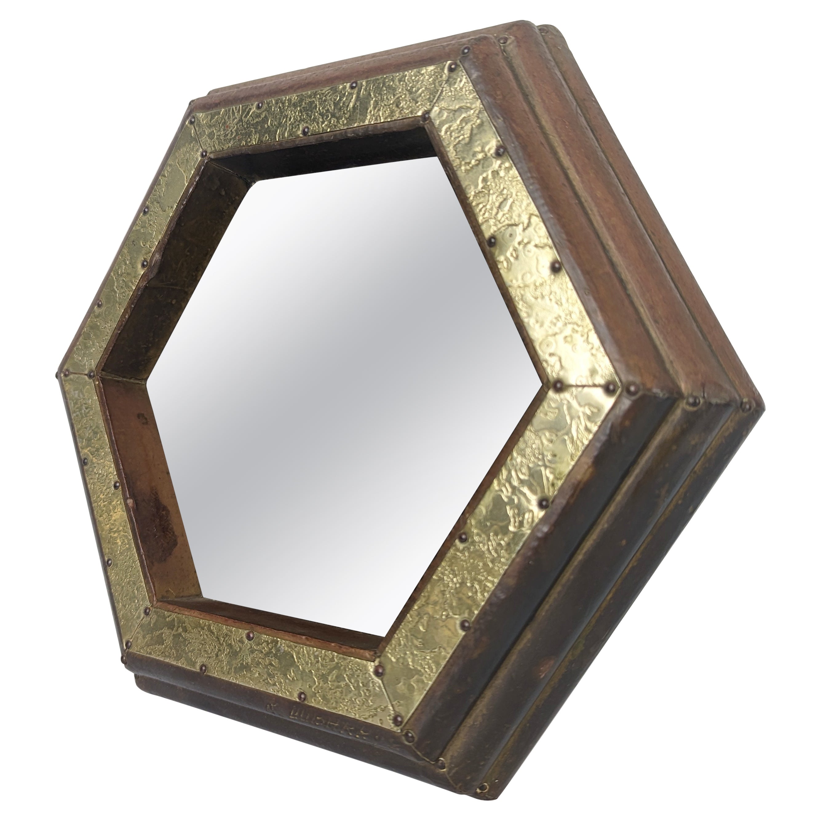 Hexagonal mirror by Rodolfo Dubarry, 1970s For Sale