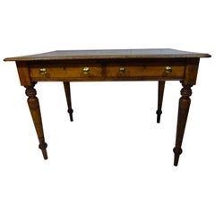 Victorian Oak Writing Table with Leather Top