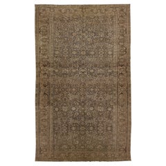 Vintage Handmade Tabriz 1900s Persian Wool Rug in Brown with Allover Motif