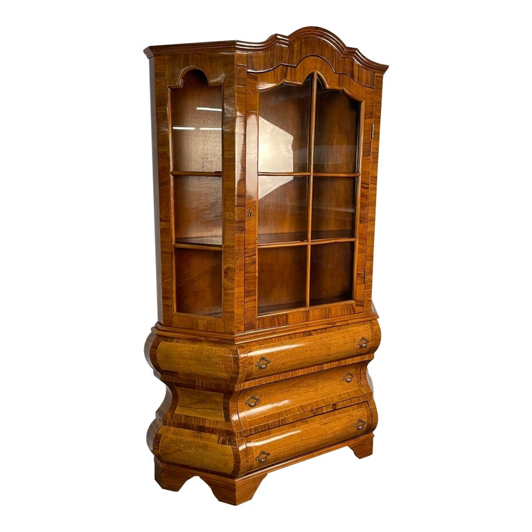 Meuble de rangement baroque vénitien italien, bibliothèque, vitrine, armoire, marqueterie En