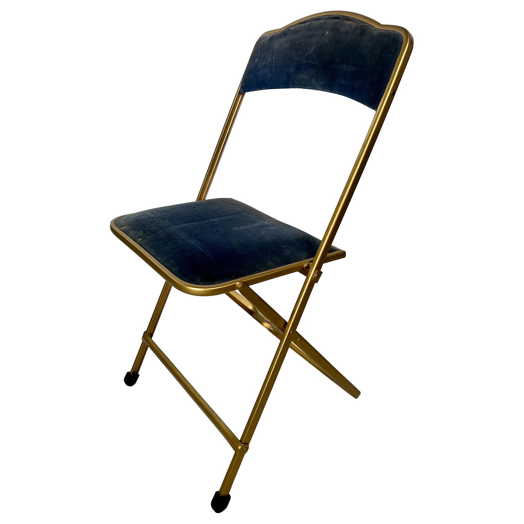 Fauteuil pliant vintage Fritz Chair & Co en velours en vente