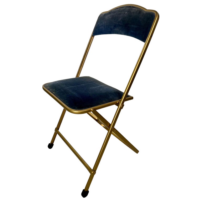 Vintage Fritz Chair and Co Velvet Folding Chair For Sale at 1stDibs