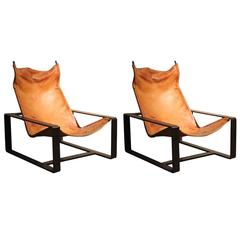 1940s/50s Spanish Leather and Steel Armchairs