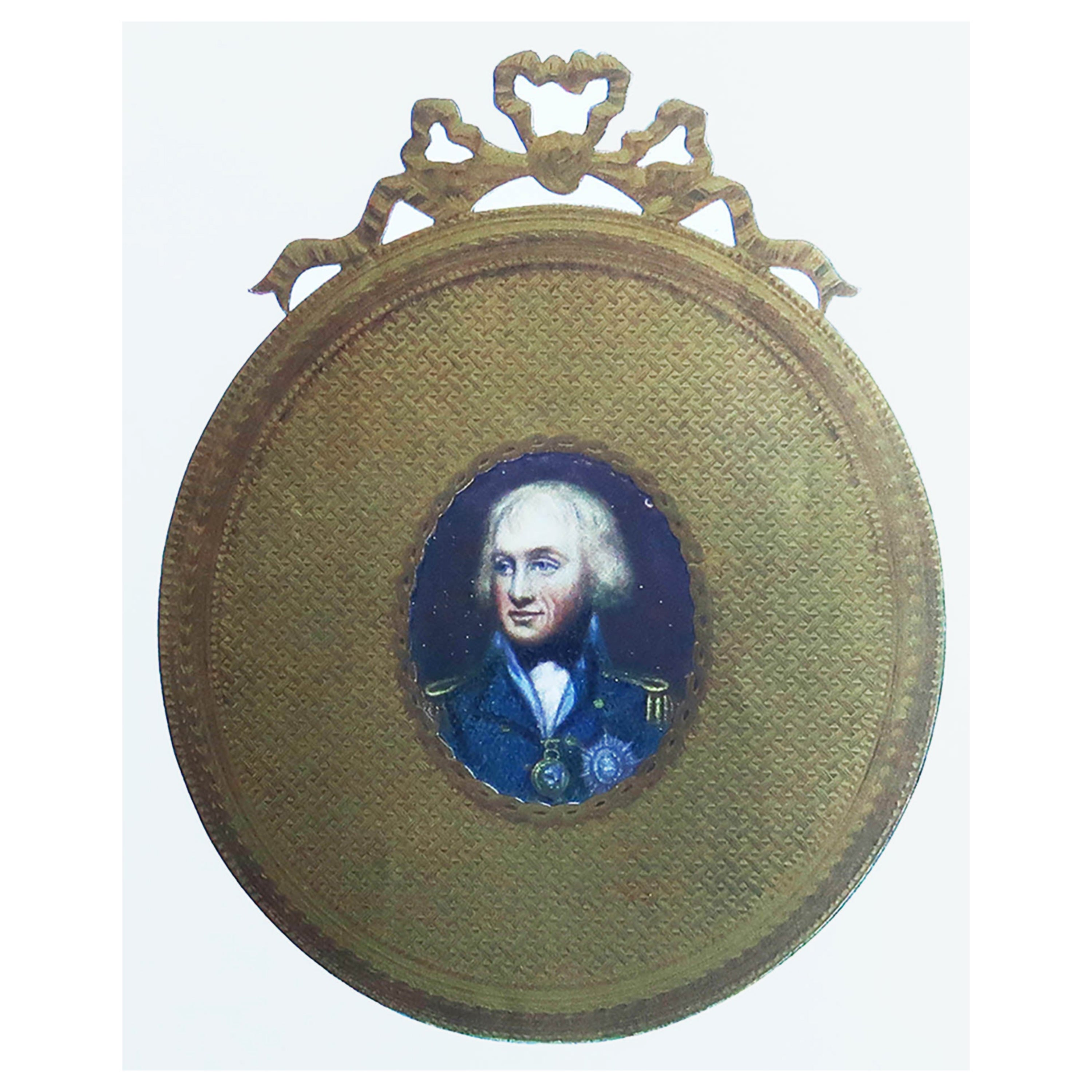  Original Antique Print of a Lord Nelson Portrait Miniature, circa 1900