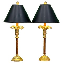 Gold Sculptural Palm Tree Table Lamps