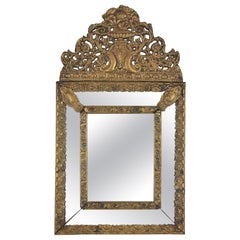 Miroir en verre repoussé en laiton Napoléon III