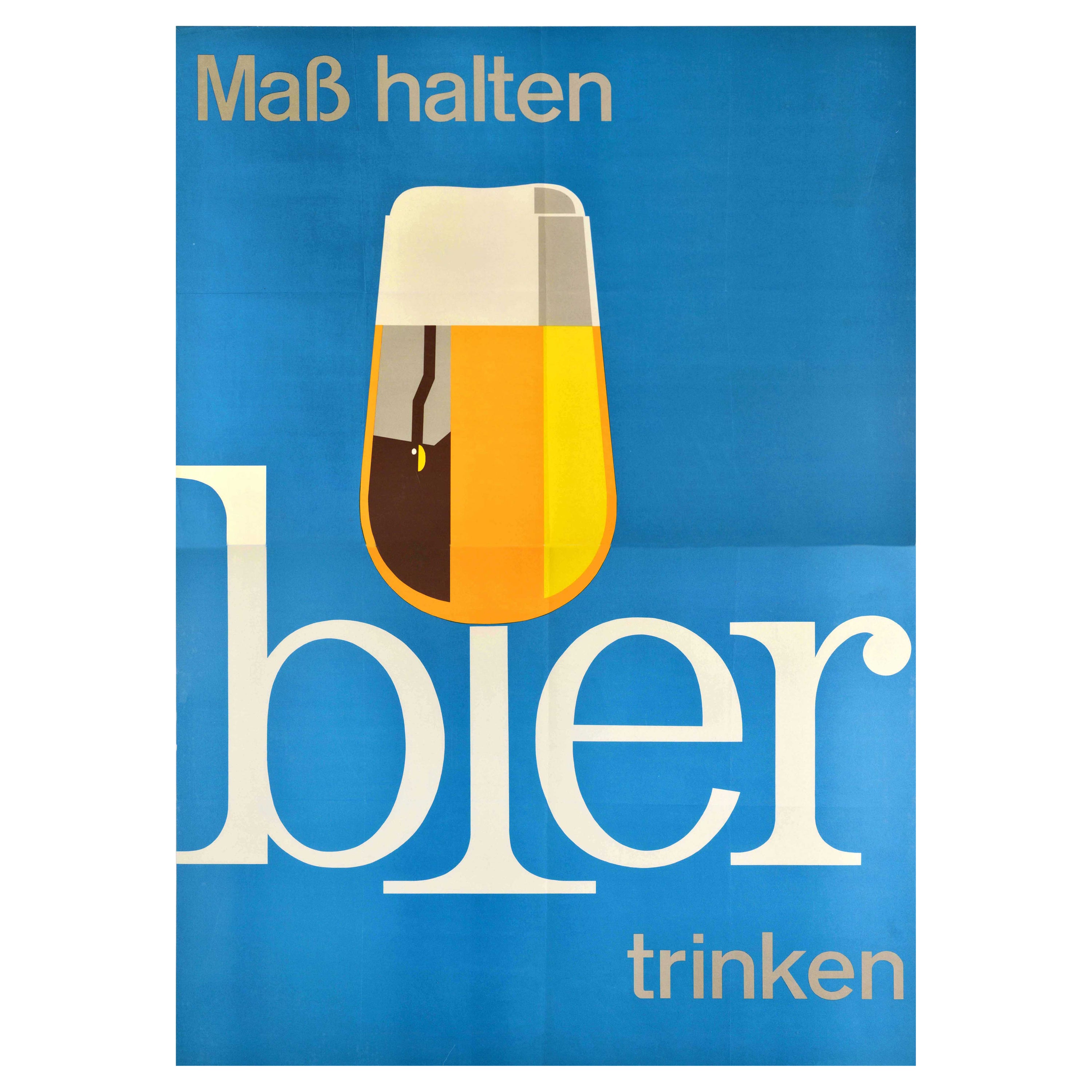 Original Vintage Advertising Poster Drink Beer Moderately Glass Bier Alcohol Art