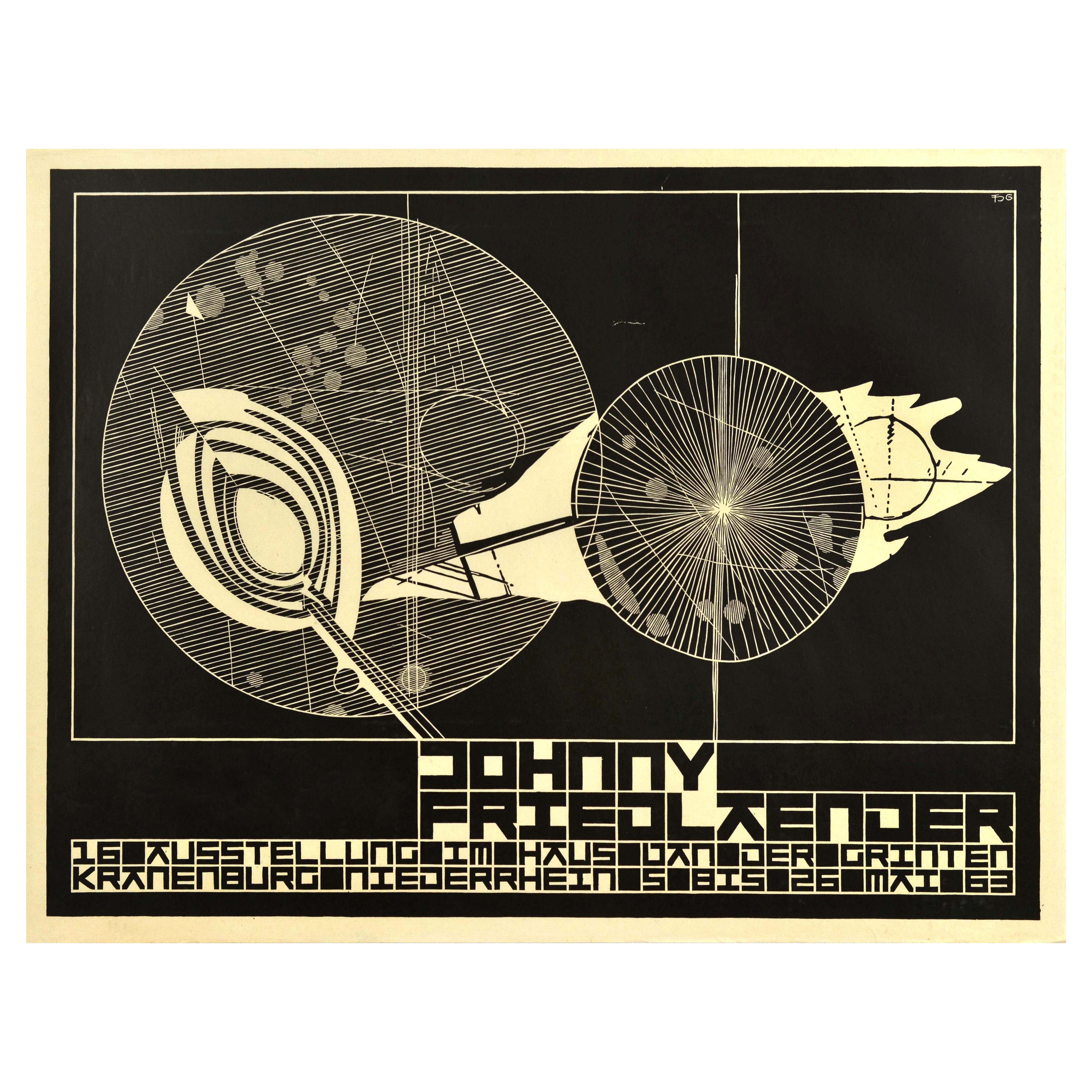 Original Vintage Advertising Poster Johnny Friedlaender Exhibition Graphic Art