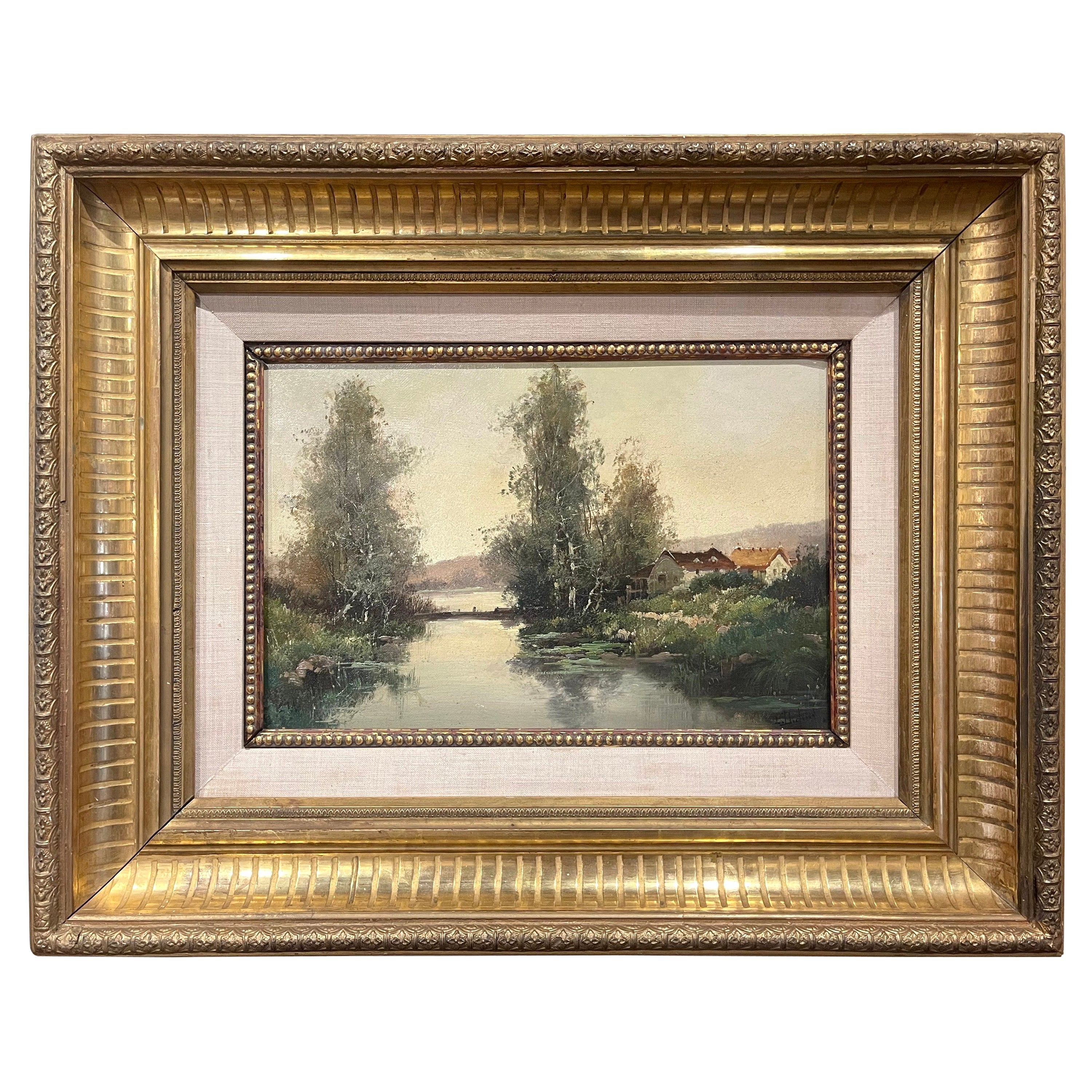 19th Century Framed Landscape Oil Painting Signed L. Dupuy for E. Galien-Laloue
