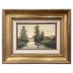 Gerahmte Landschaft, Ölgemälde des 19. Jahrhunderts, signiert von L. Dupuy für E. Galien-Laloue