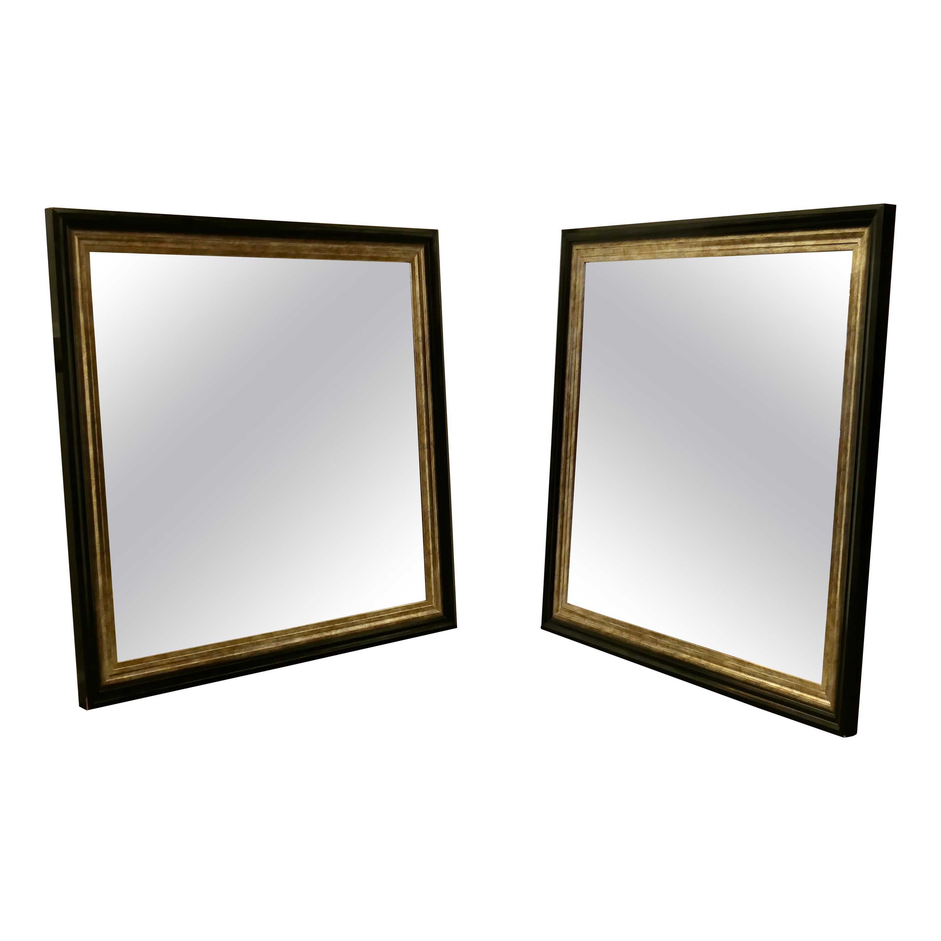 Pair of Large Rectangular Wall Mirrors For Sale