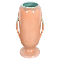 Roseville Art Deco Orian Large Glazed Handled Art Pottery Vase, 1930s