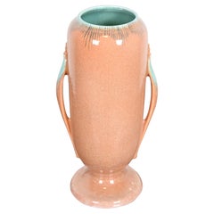 Roseville Art Deco Orian Large Glazed Handled Art Pottery Vase, 1930s