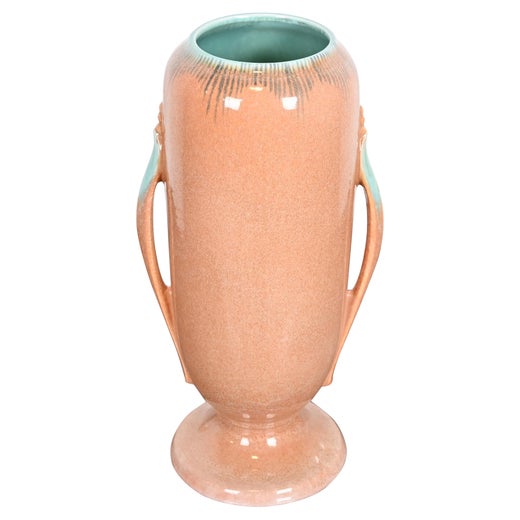Roseville Art Deco Orian Large Glazed Handled Art Pottery Vase, 1930s