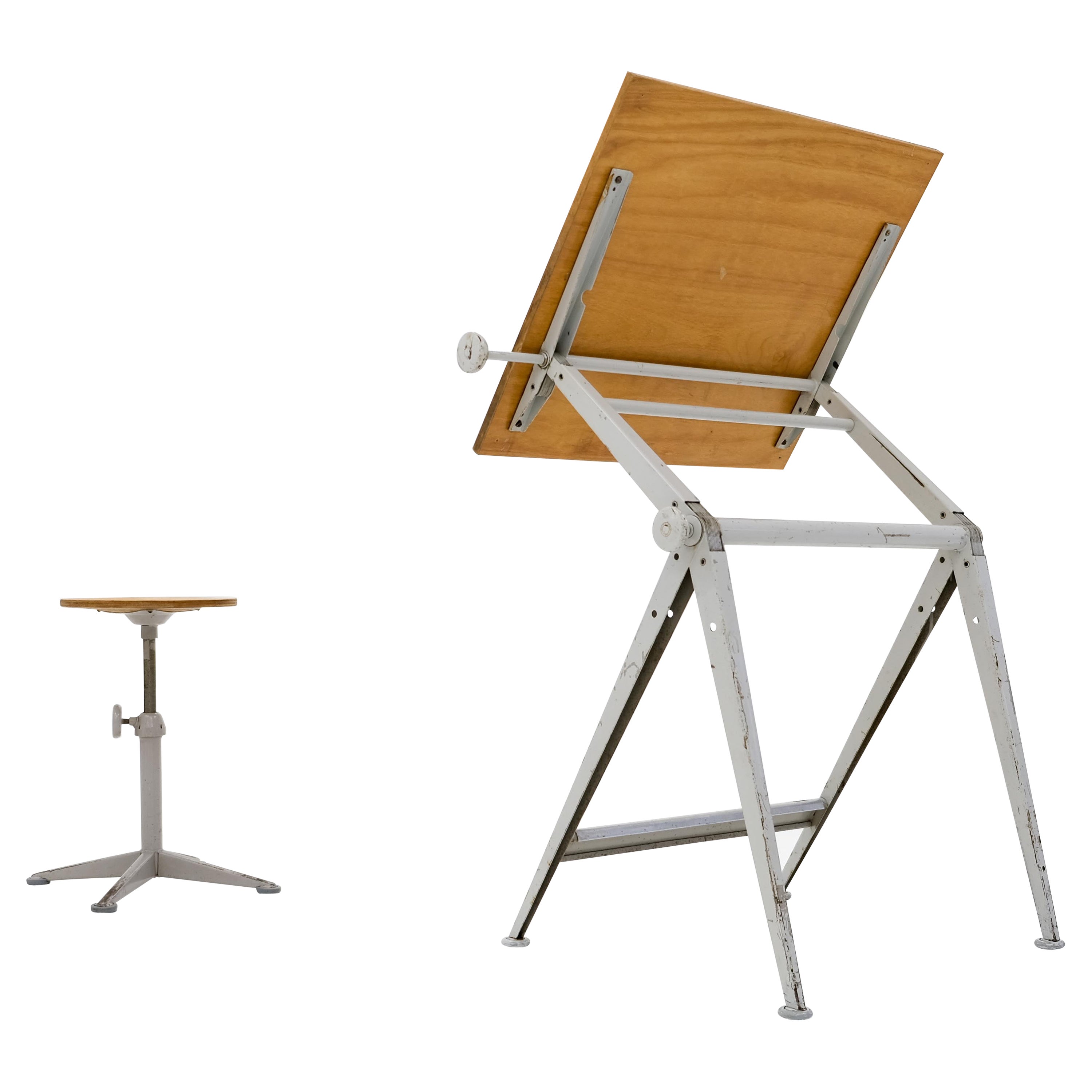 Reply Drawing Table + Stool by Friso Kramer & Wim Rietveld for Ahrend de Cirkel