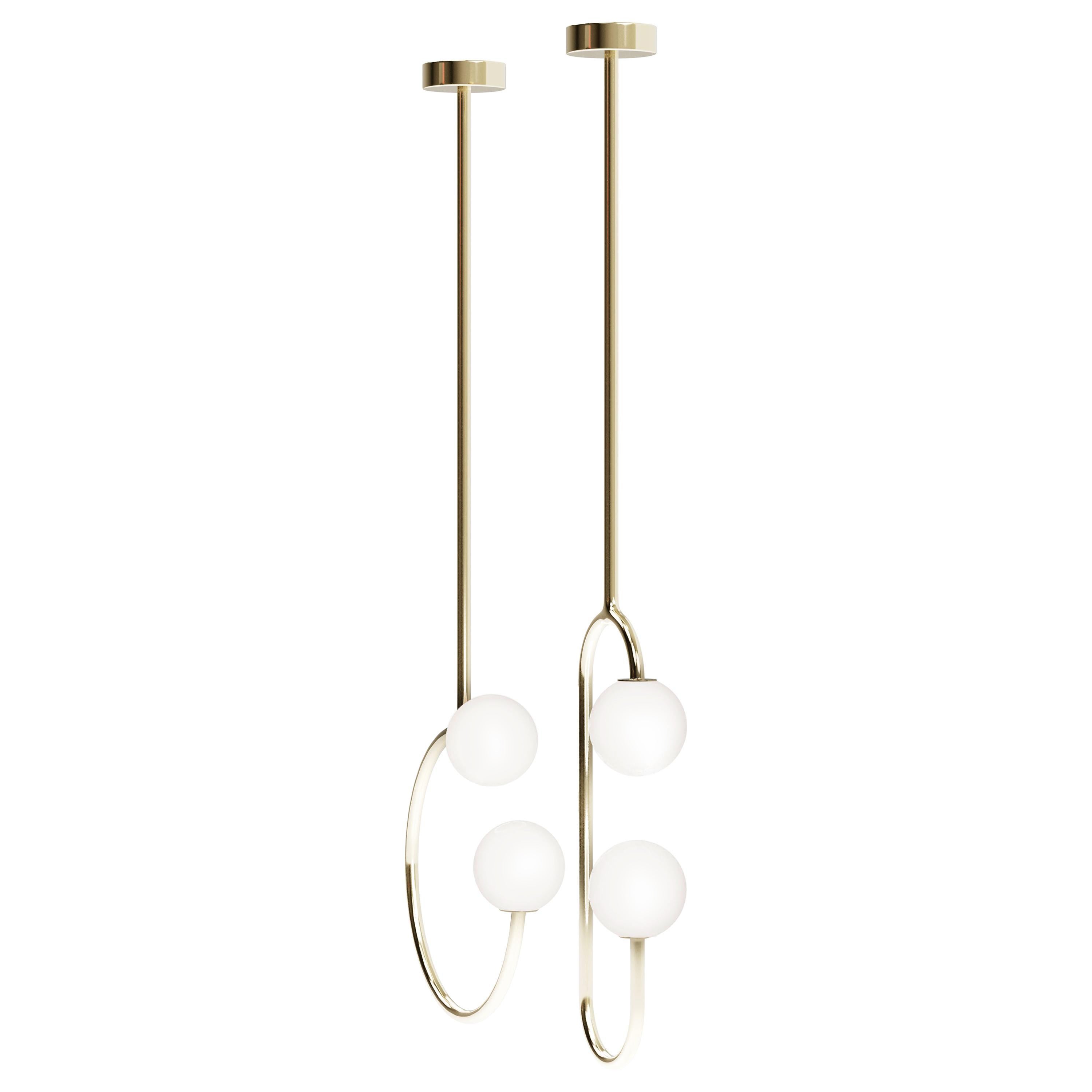 Gabriela and Olivia Pair of Brass Ceiling Lamps, Royal Stranger For Sale