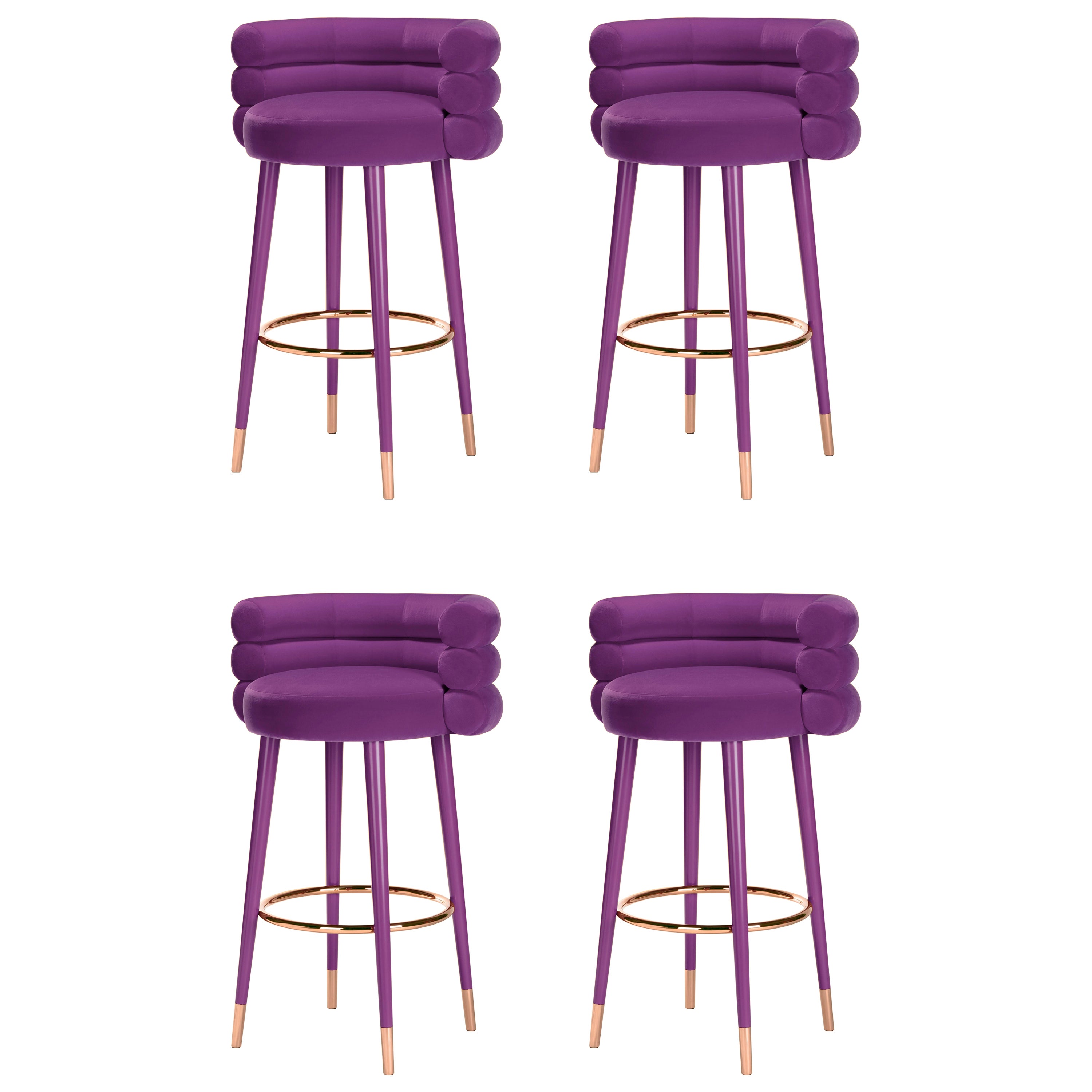 Set of 4 Marshmallow Bar Stools, Royal Stranger For Sale