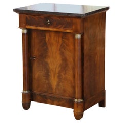 Used 19th Century French Empire Black Marble Top Walnut "Confiturier" Jelly Cabinet 