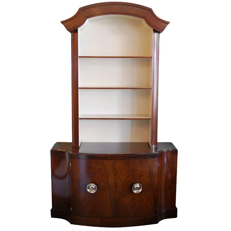 Handsome Paul Frankl Polished Mahogany Bookcase For Sale