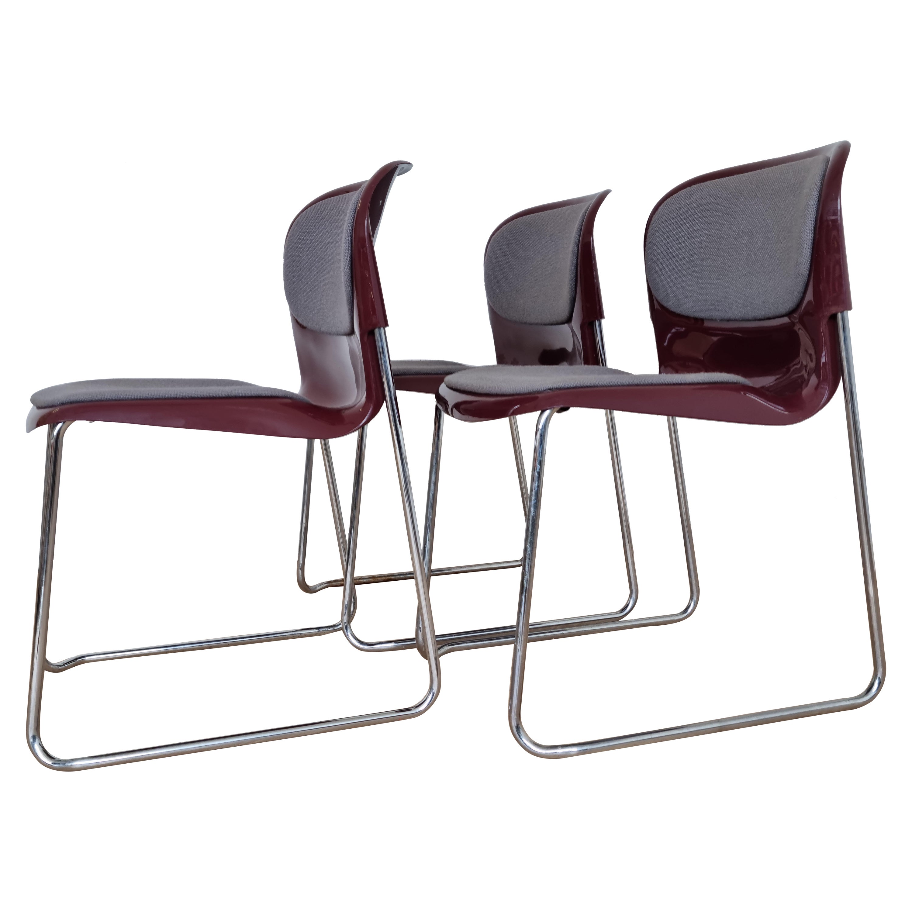 Satz von drei Midcentury-Stühlen SM 400 K,  Design Gerd Lange, Drabert, 1980er-Jahre