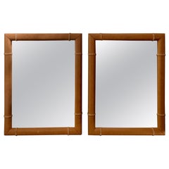 1970s Pair of Spanish Leather Frame Mirrors