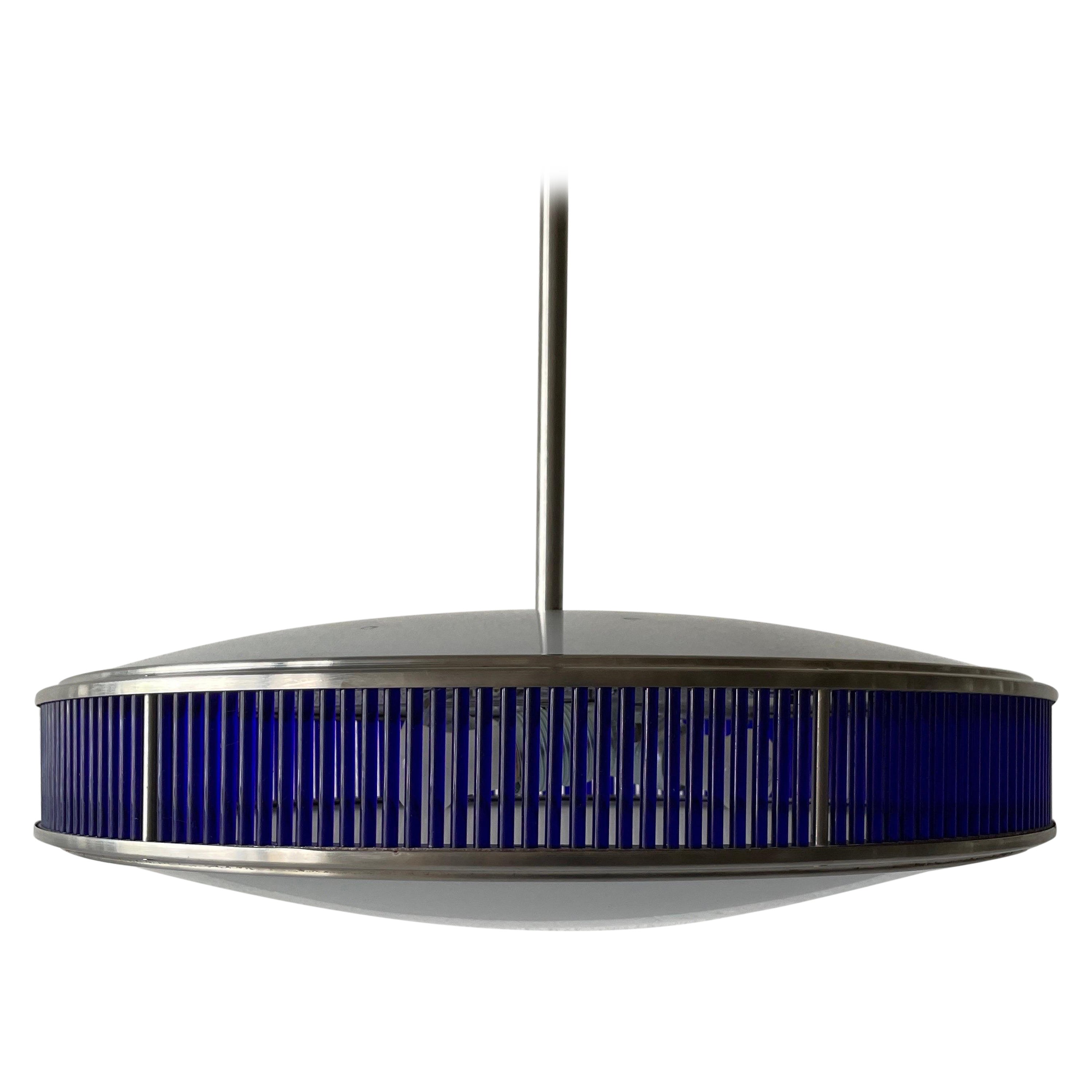 Ufo Design Glass & Blue Glass Ceiling Lamp by Gunther Lambert, Germany, 1970s For Sale