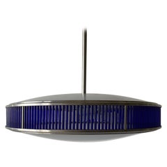 Plafonnier en verre bleu et en design Ufo par Gunther Lambert, Allemagne, 1970