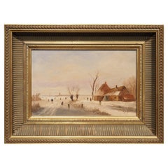 Small Oil on Board Winter Landscape Painting from France, 20th Century
