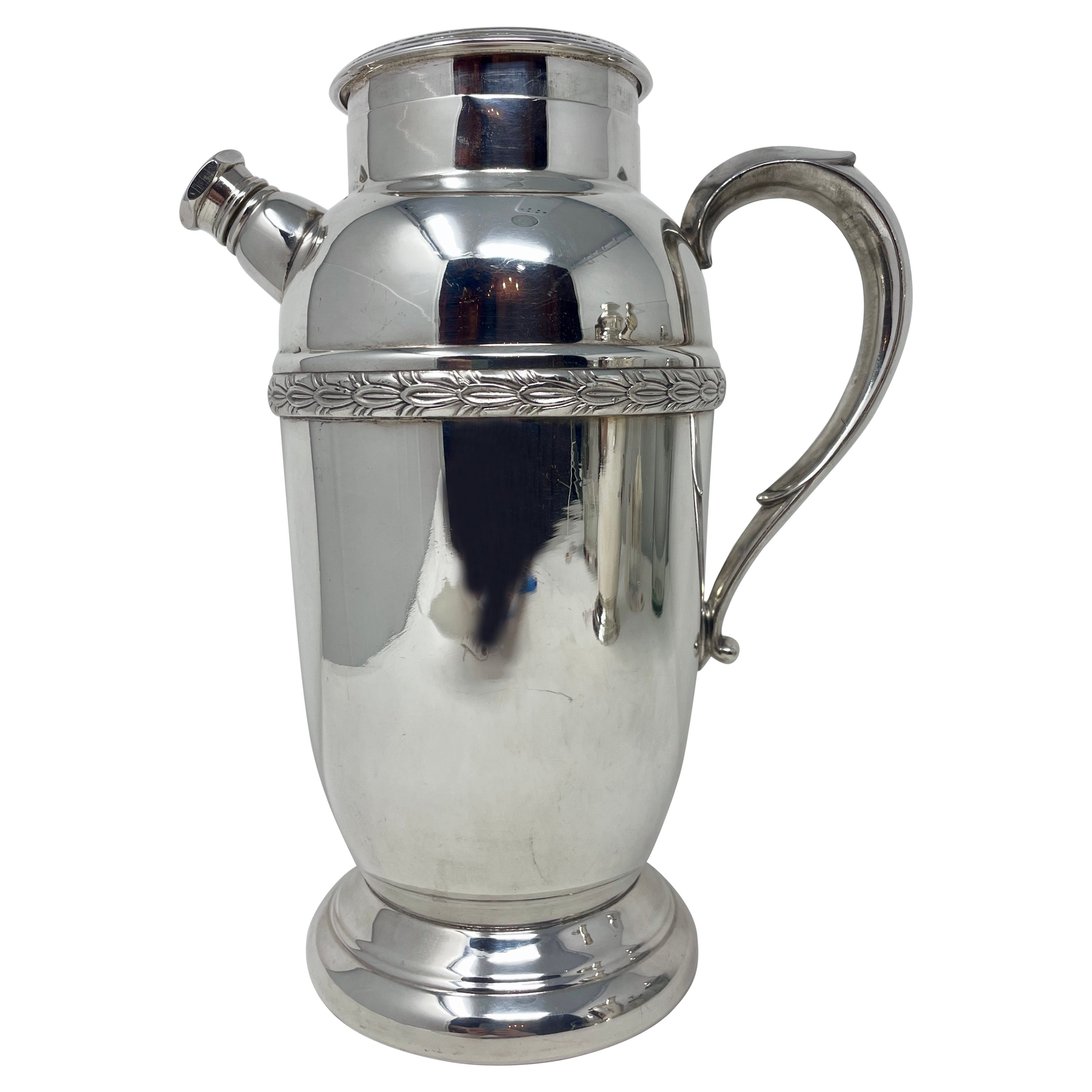 Estate American Retro "National" Silver-Plate Cocktail Shaker Pitcher circa 1940 For Sale