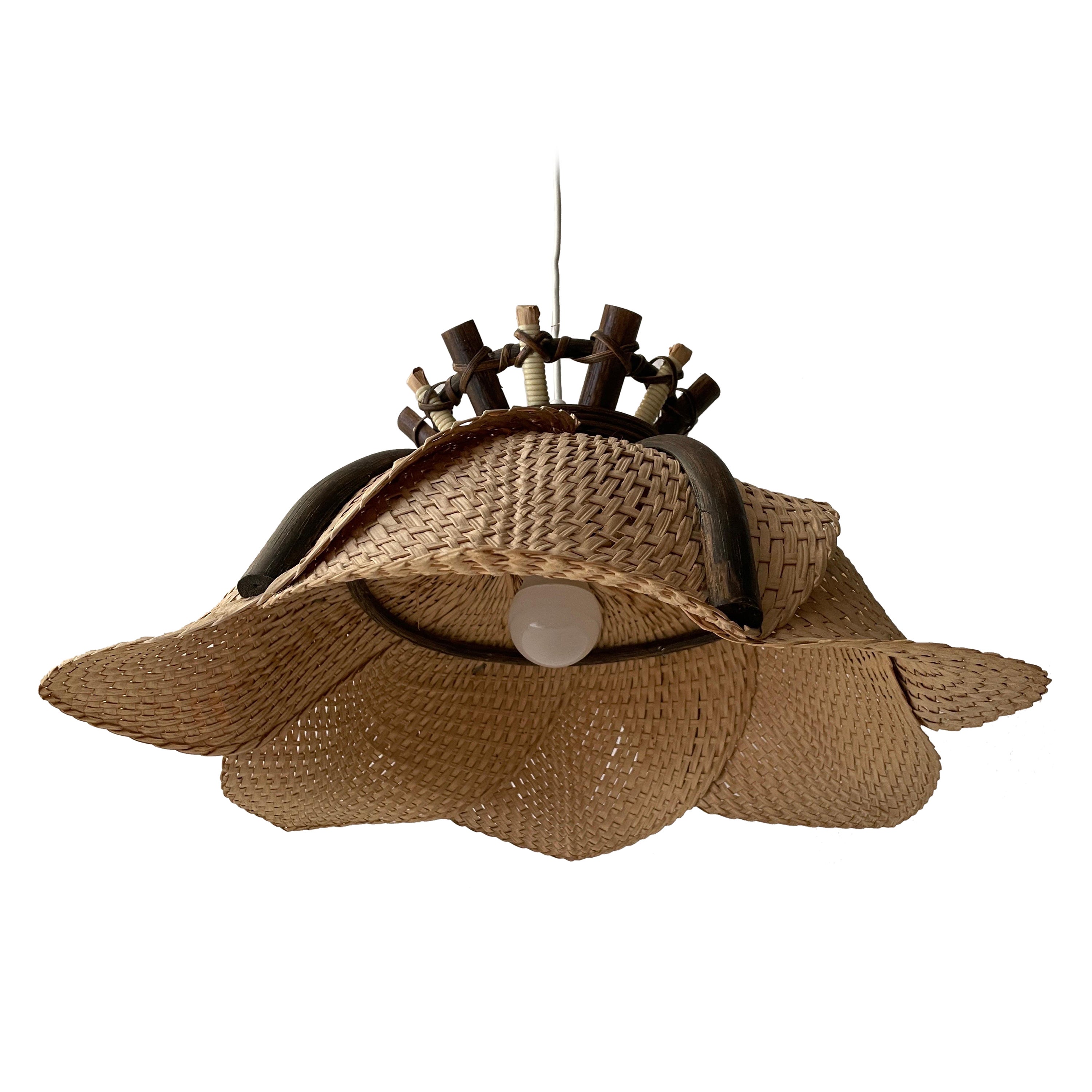 Modernist Natural Wicker Pendant Lamp, 1960s Germany For Sale