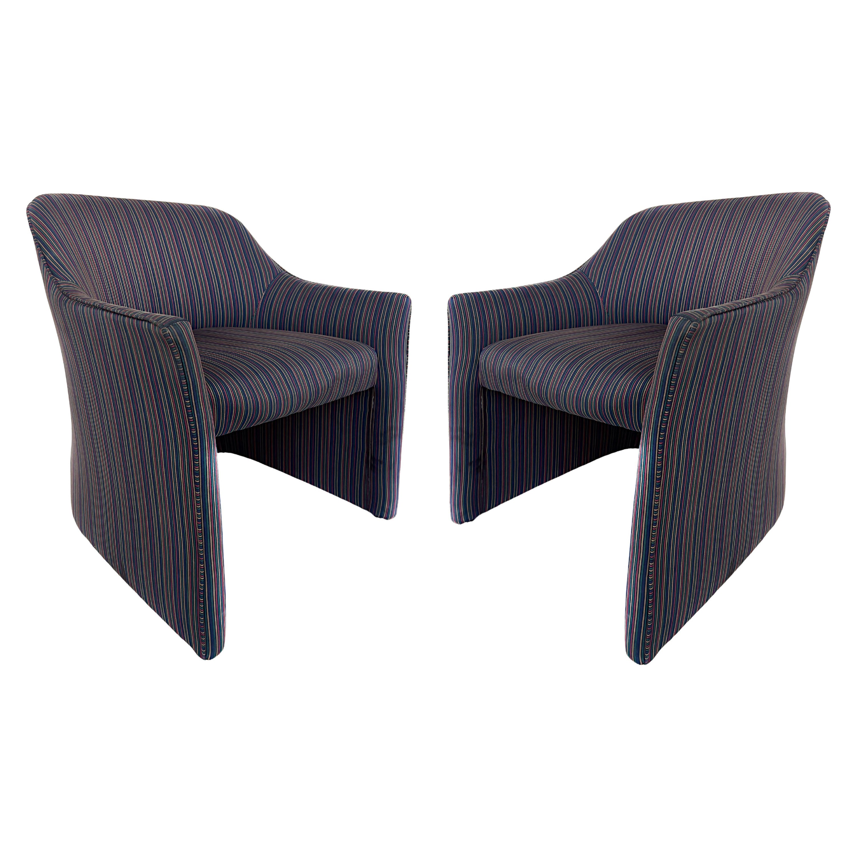 1980s Upholstered Postmodern Chairs by Ward Bennett, Pair For Sale