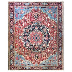 Antique  Tapis oriental Heriz/ Serapi ,9' x 11'6" c-1910 